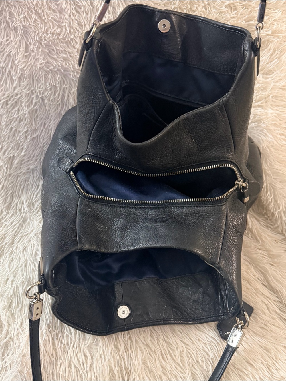 Coach Madison Phoebe 2013” Black Pebbled Leather Hobo Shoulder Bag #26224 - Picture 5 of 16